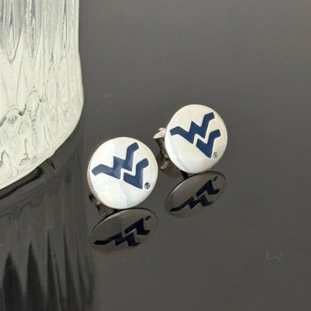 West Virginia Mountaineers Earrings S925 Sterling Silver Handmade Ear Stud